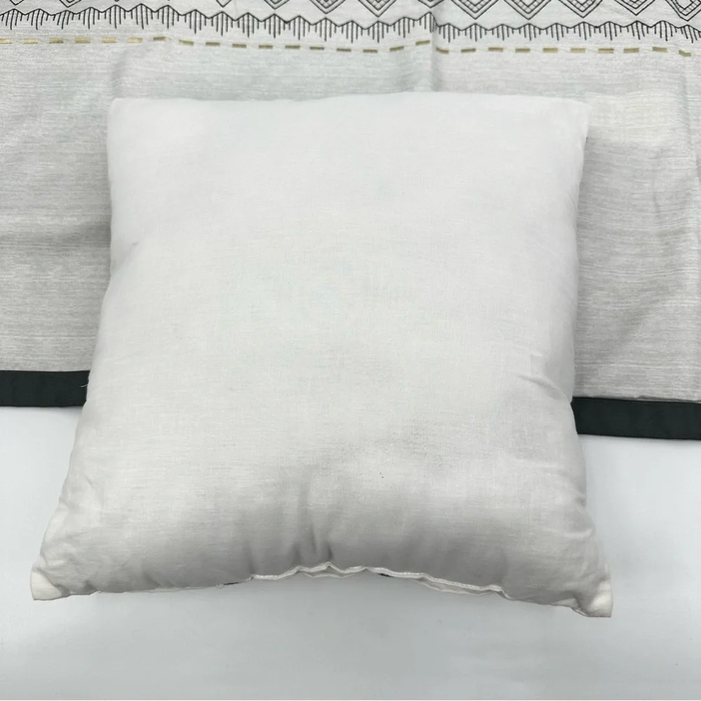 Embroidered Pillow Shams King Set of 2 and Throw Pillow Off White Gray